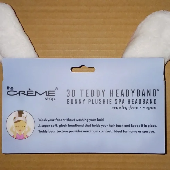 Spa Headband Plush Easter Bunny By The Creme Shop. Hair Face Accessory NWT pink - Picture 2 of 3